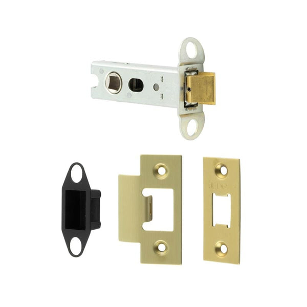 Jedo Heavy Duty Tubular Latches - 45 Degree Short Travel 76mm Satin Brass - JL-HDT76SB - Choice Handles