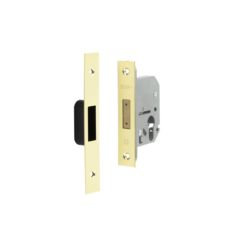 Jedo Euro Profile Deadlocks 65mm Polished Brass - JL1060PB - Choice Handles