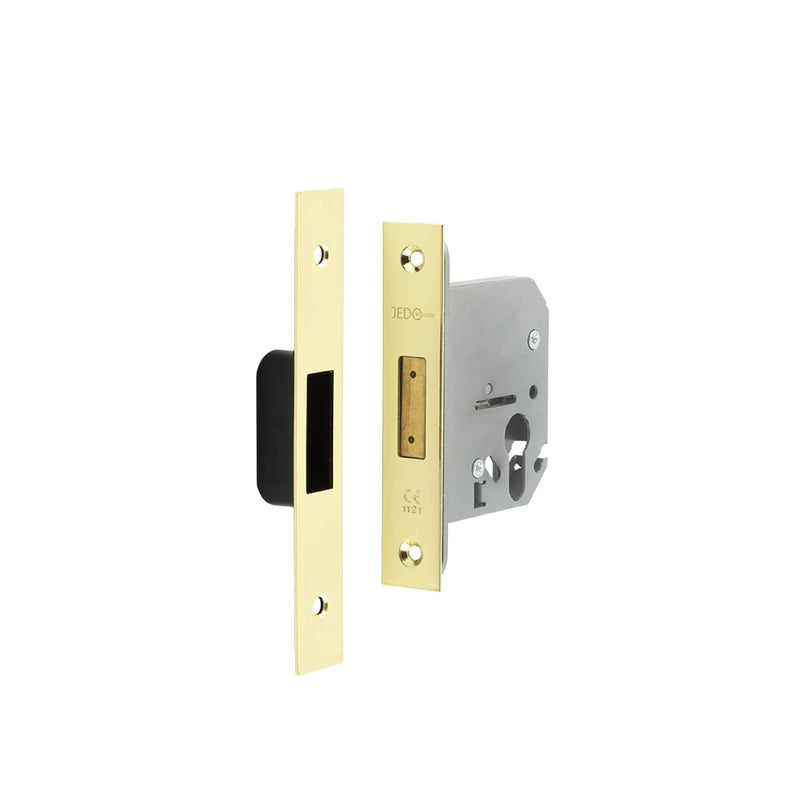 Jedo Euro Profile Deadlocks 76mm Polished Brass - JL1061PB - Choice Handles