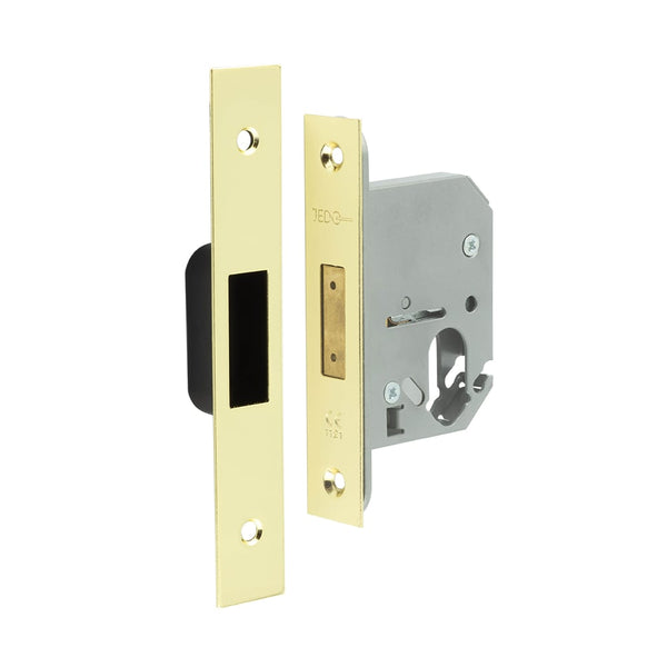 Jedo Oval Profile Deadlocks 65mm Polished Brass - JL1062PB - Choice Handles