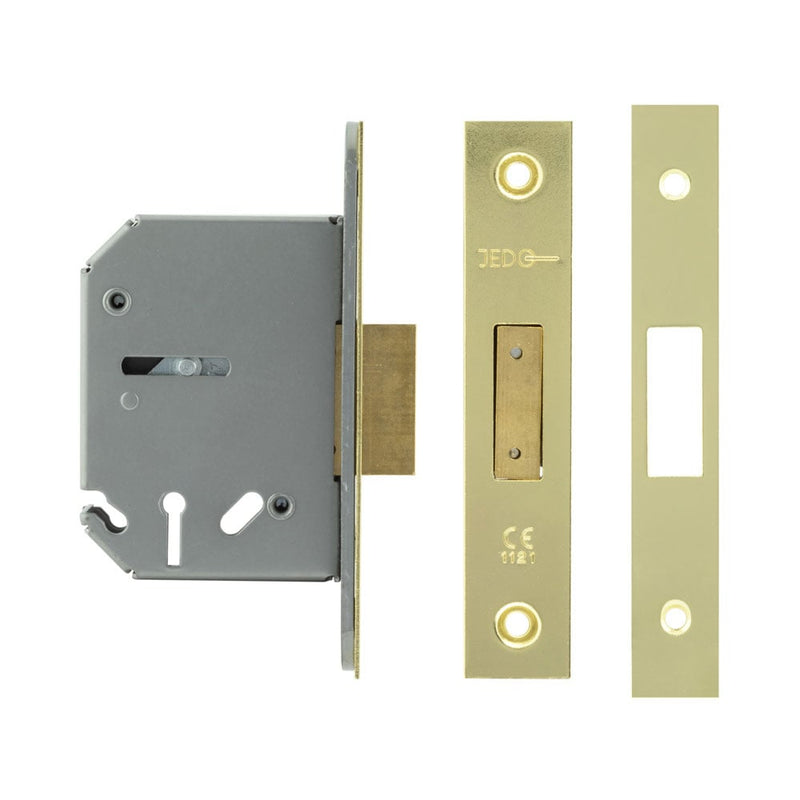 Jedo 3 Lever Deadlocks 65mm Polished Brass - JL1092PB - Choice Handles