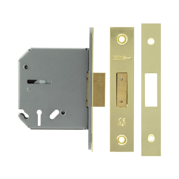 Jedo 3 Lever Deadlocks 76mm Polished Brass - JL1093PB - Choice Handles