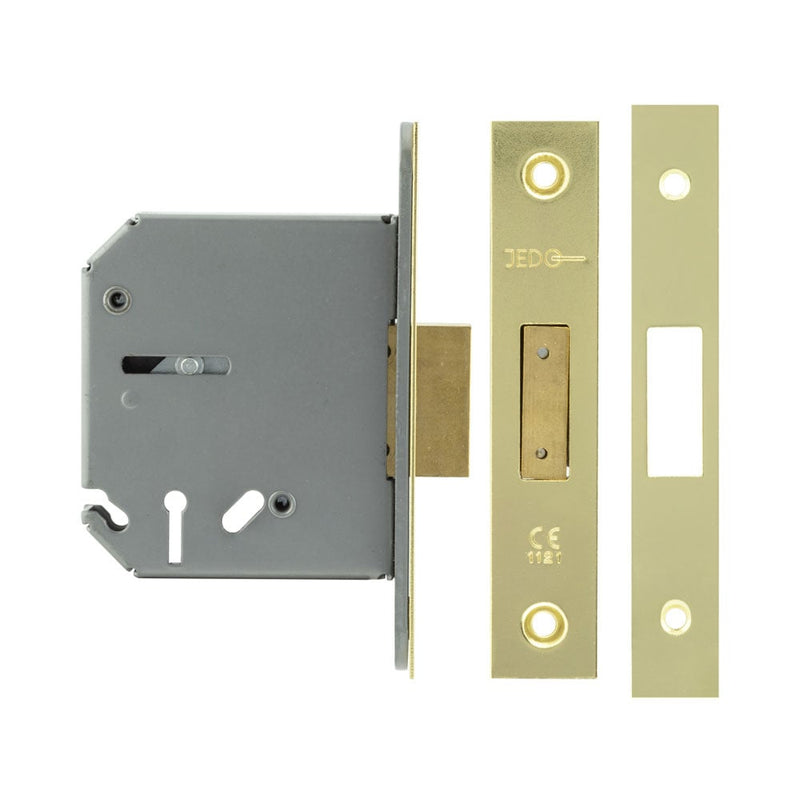 Jedo 3 Lever Deadlocks 76mm Polished Brass - JL1093PB - Choice Handles
