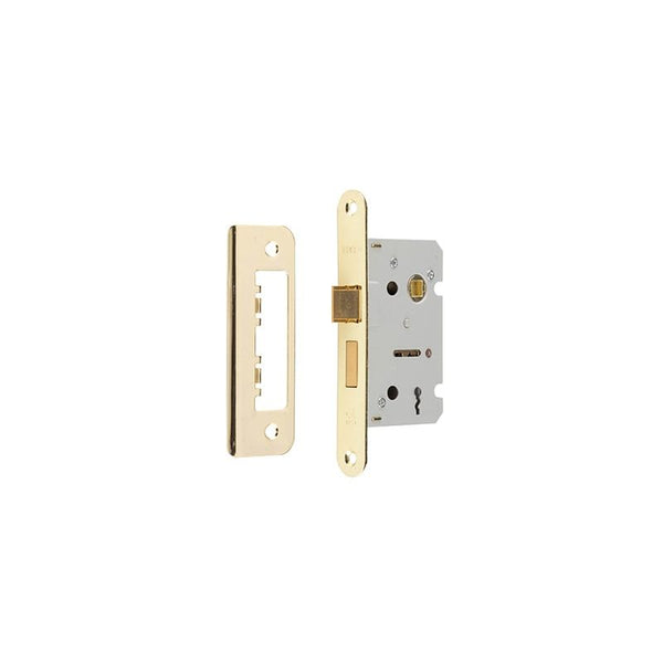 Jedo Kontrax 2 Lever Sashlocks with Radiused Forend & Strike Plate 65mm Electro Brassed - JL470REB - Choice Handles