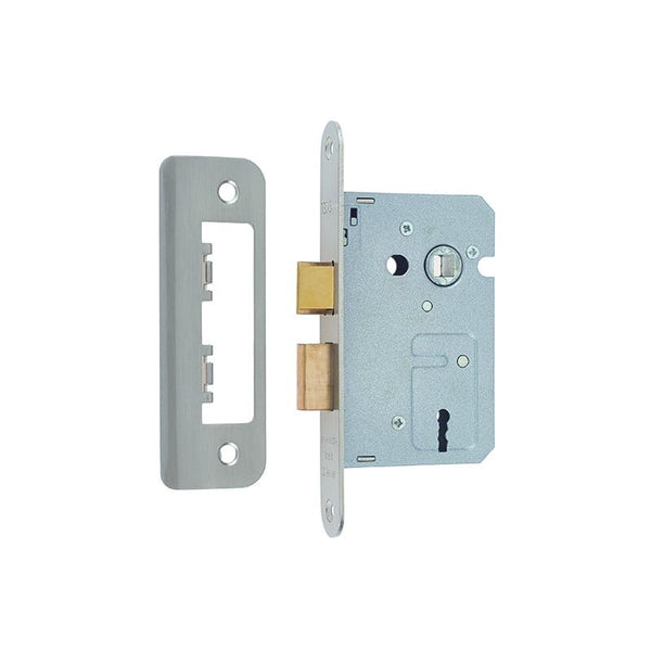 Jedo Kontrax 2 Lever Sashlocks with Radiused Forend & Strike Plate 65mm Satin Nickel - JL470RSN - Choice Handles