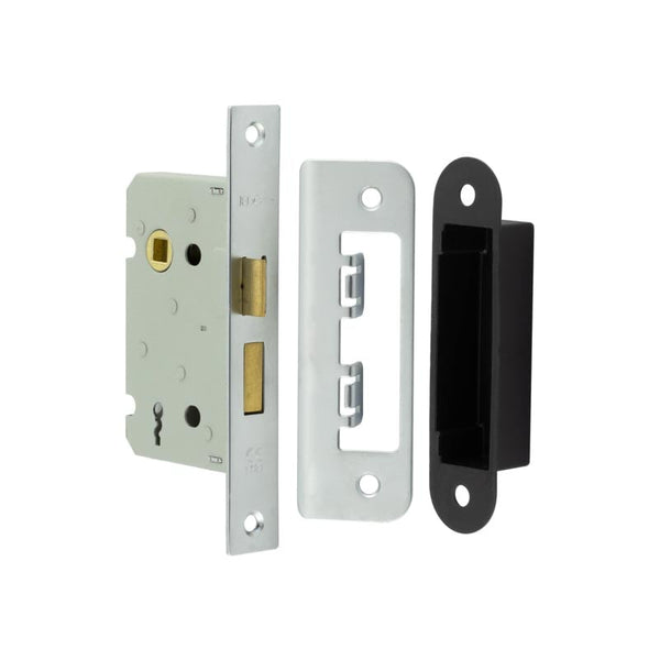Jedo Kontrax 2 Lever Sashlocks with Square Forend & Radiused Strike Plate 65mm Satin Nickel - JL470SN - Choice Handles