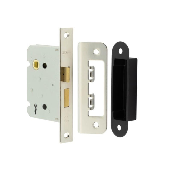 Jedo Kontrax 2 Lever Sashlocks with Square Forend & Radiused Strike Plate 76mm Nickel Plate - JL480NP - Choice Handles