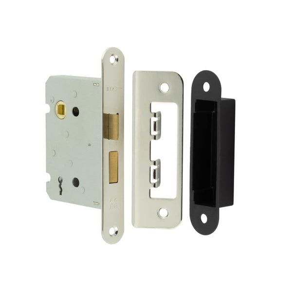 Jedo Kontrax 2 Lever Sashlocks with Radiused Forend & Strike Plate 76mm Nickel Plate - JL480RNP - Choice Handles