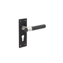 Frelan - Nero T-Bar Knurled Door Handle on Euro Profile Backplate - Matt Black - JMB103 - Choice Handles