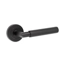 Frelan - Nero Mitred Knurled Lever Door Handle on Round Rose - Matt Black - JMB400 - Choice Handles