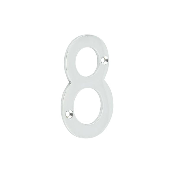 75mm Polished Chrome 8 Screw Fix Numeral - JNUM8PC - Choice Handles