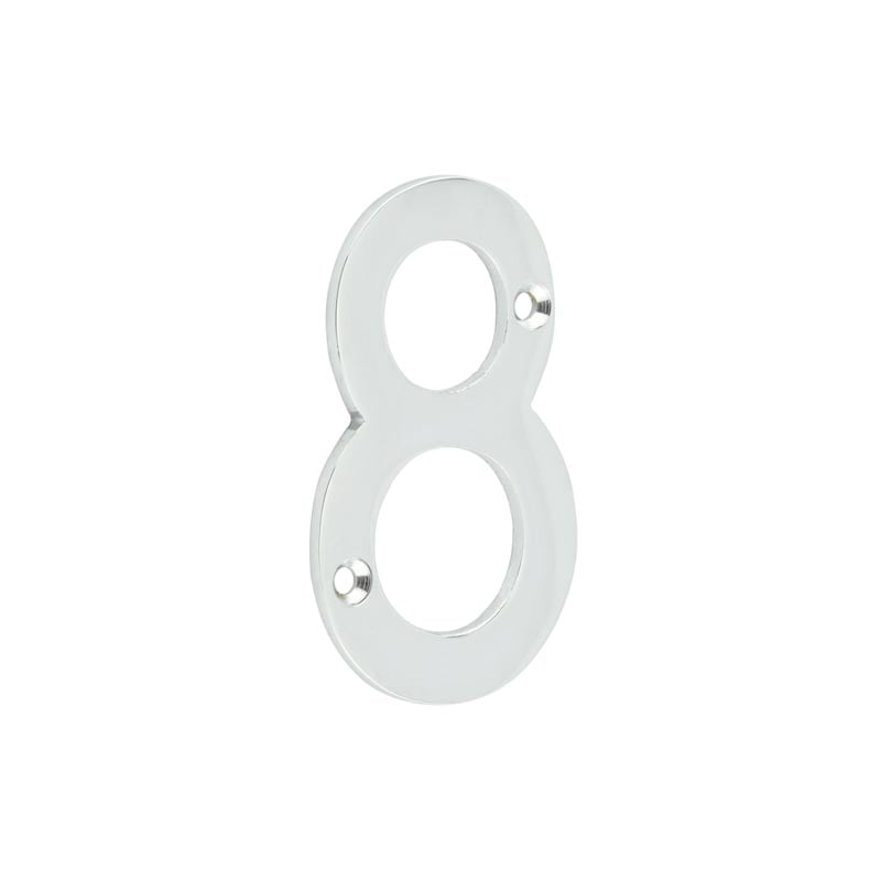75mm Polished Chrome 8 Screw Fix Numeral - JNUM8PC - Choice Handles