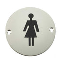 Frelan - Female Symbol Toilet WC Engraved Sign 76mm Dia - Satin Anodized Aluminium - JS103SAA - Choice Handles