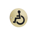 Frelan - Disabled Symbol Toilet WC Engraved Sign 76mm Dia - Polished Brass - JS104PB - Choice Handles