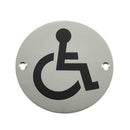 Frelan - Disabled Symbol Toilet WC Engraved Sign 76mm Dia - Satin Anodized Aluminium - JS104SAA - Choice Handles