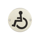 Frelan - 75mm dia, Disabled Symbol Sign - Satin Stainless Steel - JS104SSS - Choice Handles