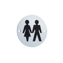 Frelan - Unisex Symbol Toilet WC Engraved Sign 76mm Dia - Satin Anodized Aluminum - JS105SAA - Choice Handles