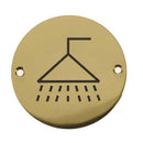 Frelan - Shower Symbol Toilet WC Engraved Sign 76mm Dia - Polished Brass - JS106PB - Choice Handles