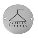 Frelan - Shower Symbol Toilet WC Engraved Sign 76mm Dia - Satin Anodized Aluminum - JS106SAA - Choice Handles