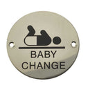 Frelan - 75mm dia, Baby Change Symbol Sign - Polished Stainless Steel - JS107PSS - Choice Handles
