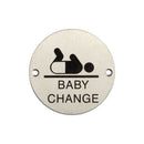 Frelan - 75mm dia, Baby Change Symbol Sign - Satin Stainless Steel - JS107SSS - Choice Handles