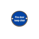 Frelan - Fire Door Keep Clear Sign 76mm dia - Polished Stainless Steel - JS108PSS - Choice Handles