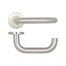 Frelan - Orbit 19mm Door Handle on 8mm Sprung Rose  - Satin Stainless Steel - JSS202 - Choice Handles