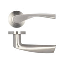 Frelan - Vecta Door Handles On Round Rose  - Grade 304 Satin Stainless Steel - JSS501 - Choice Handles