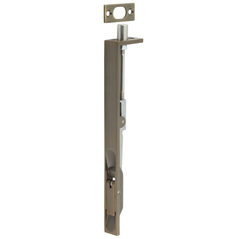 Jedo - Stainless Steel Flush Bolts JSS51 Antique Brass 203mm x 20mm Square Forend - JSS51AB - Choice Handles