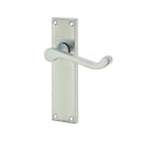Frelan - Scroll Door Handles On Backplate - Latch - Satin Chrome - JV11LSC - Choice Handles
