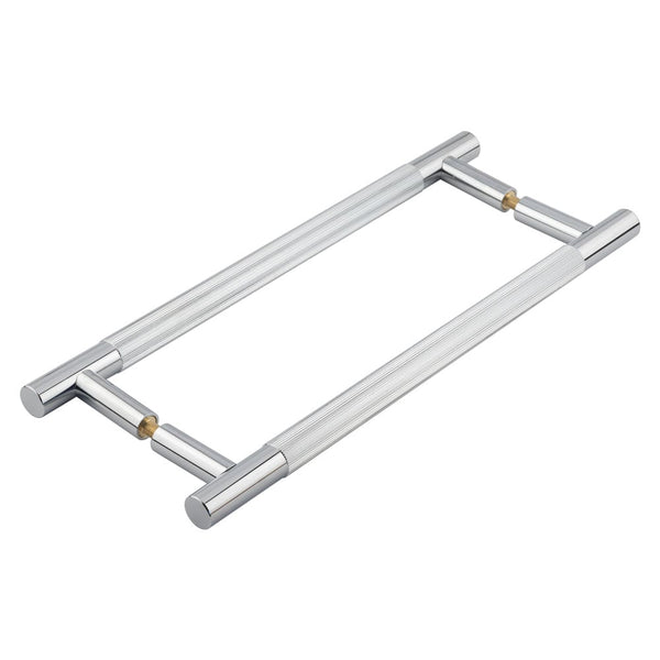 Venice Linear Knurled 300x19mm Polished Chrome Pull Handle Back to Back - JV1803PCB2B - Choice Handles