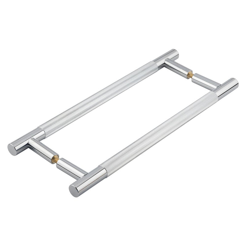 Venice Linear Knurled 300x19mm Polished Chrome Pull Handle Back to Back - JV1803PCB2B - Choice Handles