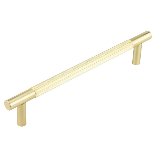 Venice Linear Knurled 300x19mm Satin Brass Pull Handle Face Fix - JV1803SBFF - Choice Handles