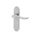 Frelan - Henley Door Handles On Backplate - Latch - Satin Chrome - JV191SC - Choice Handles