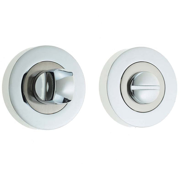 Jedo Dual Turns & Releases 50mm Round Rose no Indicator Polished Chrome / Satin Nickel - JV2666PCSN - Choice Handles