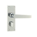 Frelan - Straight Door Handles On Short Backplate - Bathroom Privacy - Polished Chrome - JV31PRPC - Choice Handles