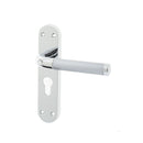 Twin Suite Door Handle on Euro Profile Lockplate Polished Chrome/Satin Chrome - JV431EPCSC - Choice Handles