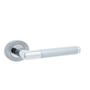 Frelan - Mitred Door Handles On Round Rose, Dual Finish - Polished Chrome & Satin Chrome - JV435PCSC - Choice Handles