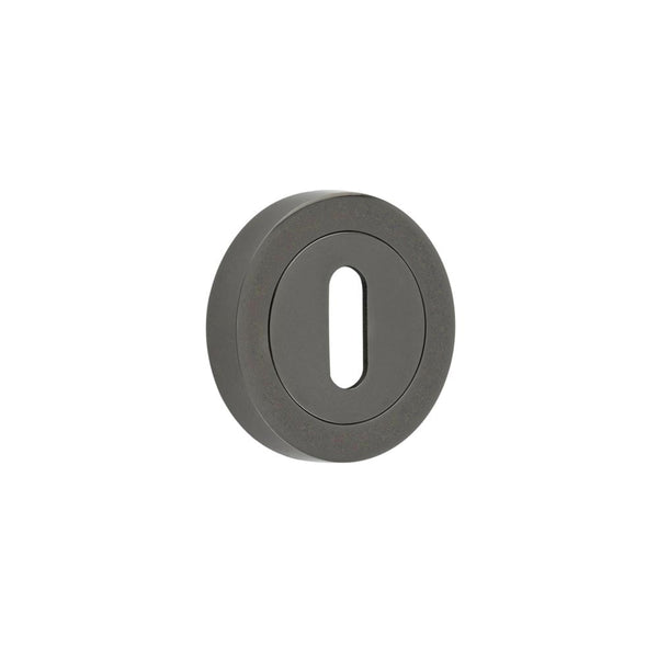 Jedo Designer Standard Keyway Escutcheons on 50mm Round Rose Black Nickel - JV503BN - Choice Handles