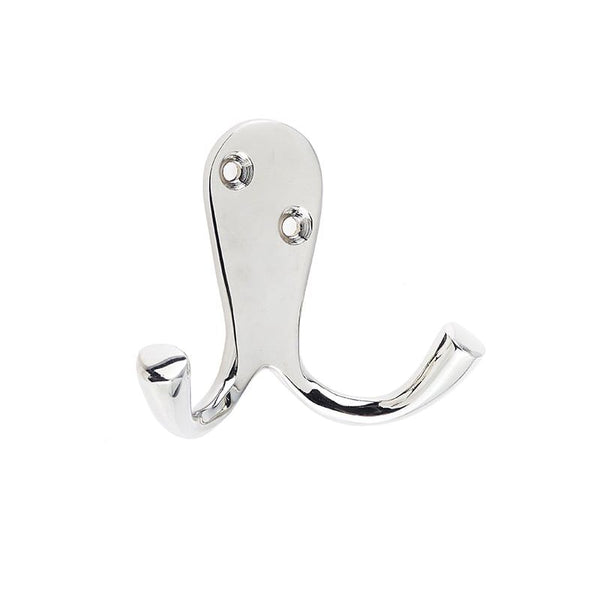 Jedo Double Robe Hooks 53mm Polished Nickel - JV62PN - Choice Handles