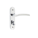Jedo - Lorenzo Kontrax Suite Door Handle on Bathroom Plate - Satin Chrome/Polished Chrome - JV864PCSC - Choice Handles