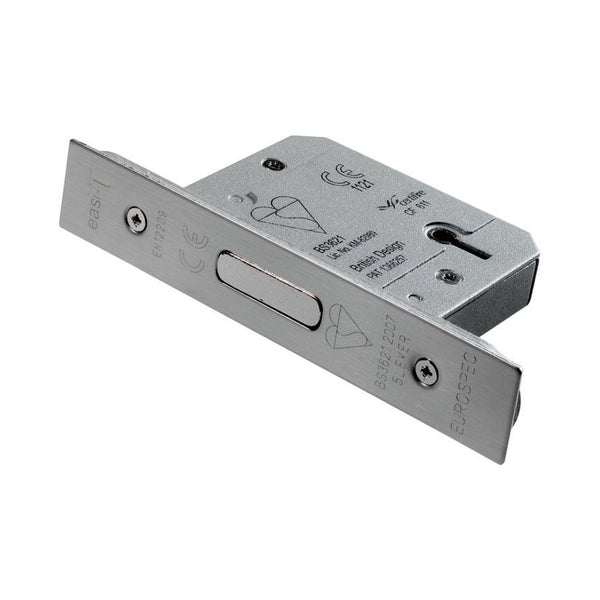 Eurospec - Easi T 5 Lever BS Deadlock 64mm - Satin Stainless Steel - LDB5525SSS - Choice Handles