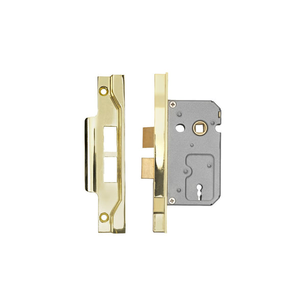 Eurospec - Contract 2 Lever Sashlock Rebated 64mm - Electro Brassed - LSE5225EB/REB - Choice Handles