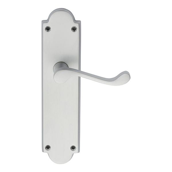 Carlisle Brass - Victorian Scroll Lever on Shaped Latch Backplate - Satin Chrome - M67SC - Choice Handles