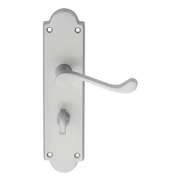Carlisle Brass - Victorian Scroll Lever on Shaped WC Backplate - Satin Chrome - M68WCSC - Choice Handles