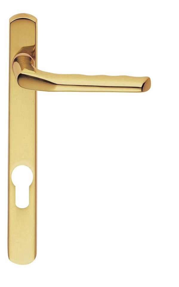 Carlisle Brass - Straight Lever On Narrowplate - Lock Euro Profile (92mm C/C) Co1 Otl (Polished Brass) - Polished Brass - M86NP92