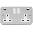 Eurolite Utility 2 Gang Usb Socket - Grey - MC2USBW - Choice Handles