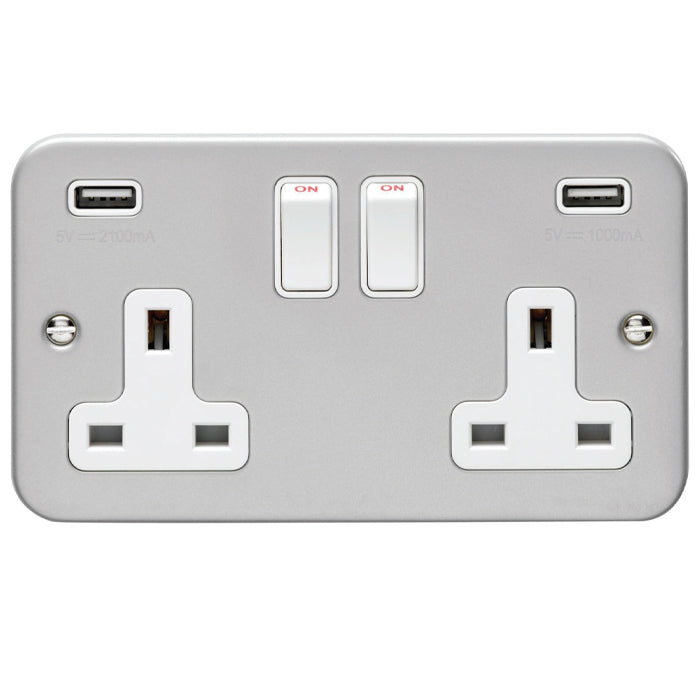 Eurolite Utility 2 Gang Usb Socket - Grey - MC2USBW - Choice Handles