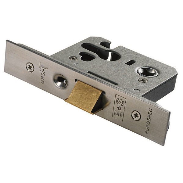 Eurospec - Easi-T Euro Profile Cylinder Night Latch - Case Only 64mm - Satin Stainless Steel - MCN5025SSS