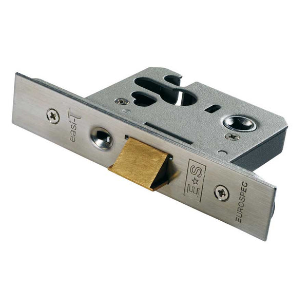 Eurospec - Easi-T Euro Profile Cylinder Night Latch - Case Only 76mm - Satin Stainless Steel - MCN5030SSS